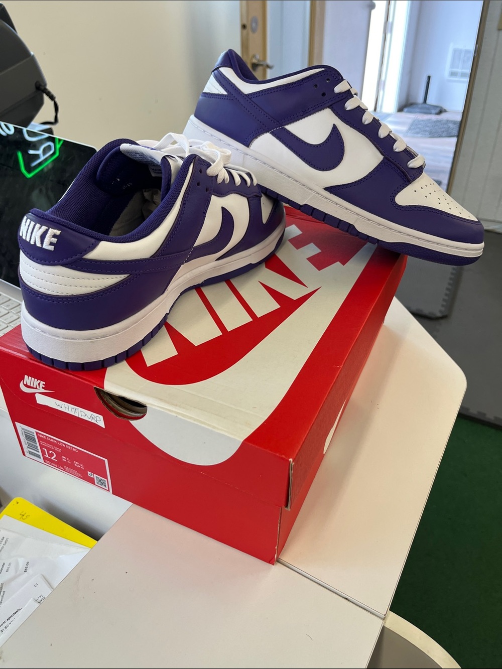 Nike Dunks Low Retro Menโs Purple and White Low-Top Sneakers